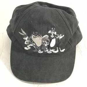 Six FlagsTheme Park Vintage Looney Tunes Snapback Black White Cap Hat